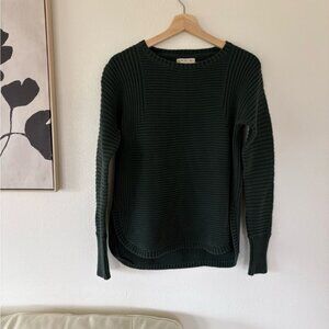 DAKINI Classic Ribbed Crew Neck Sweater - Dark Green